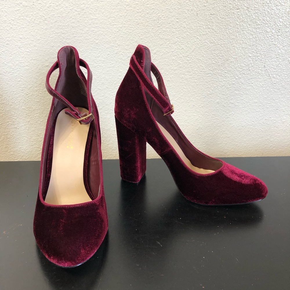 Shoe Dazzle Burgundy Velvet High Heels - Picture 1 of 13
